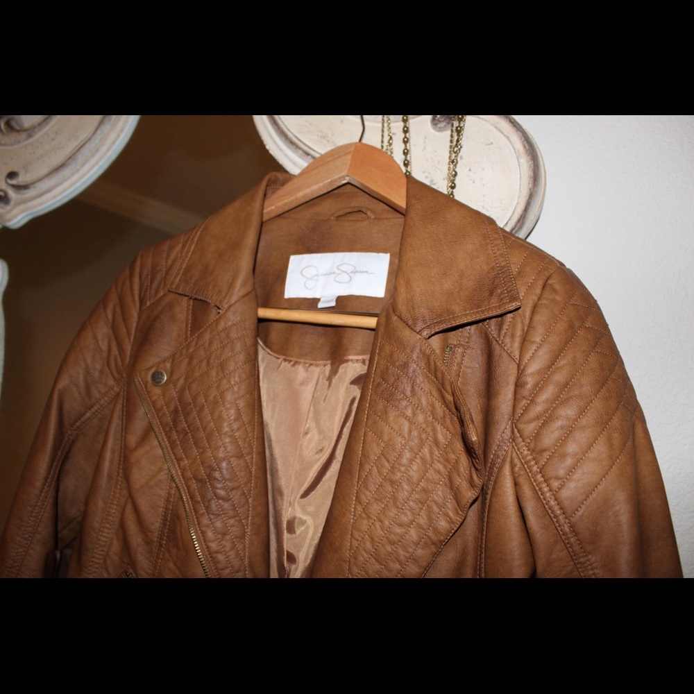 Jessica Simpson brown leather jacket